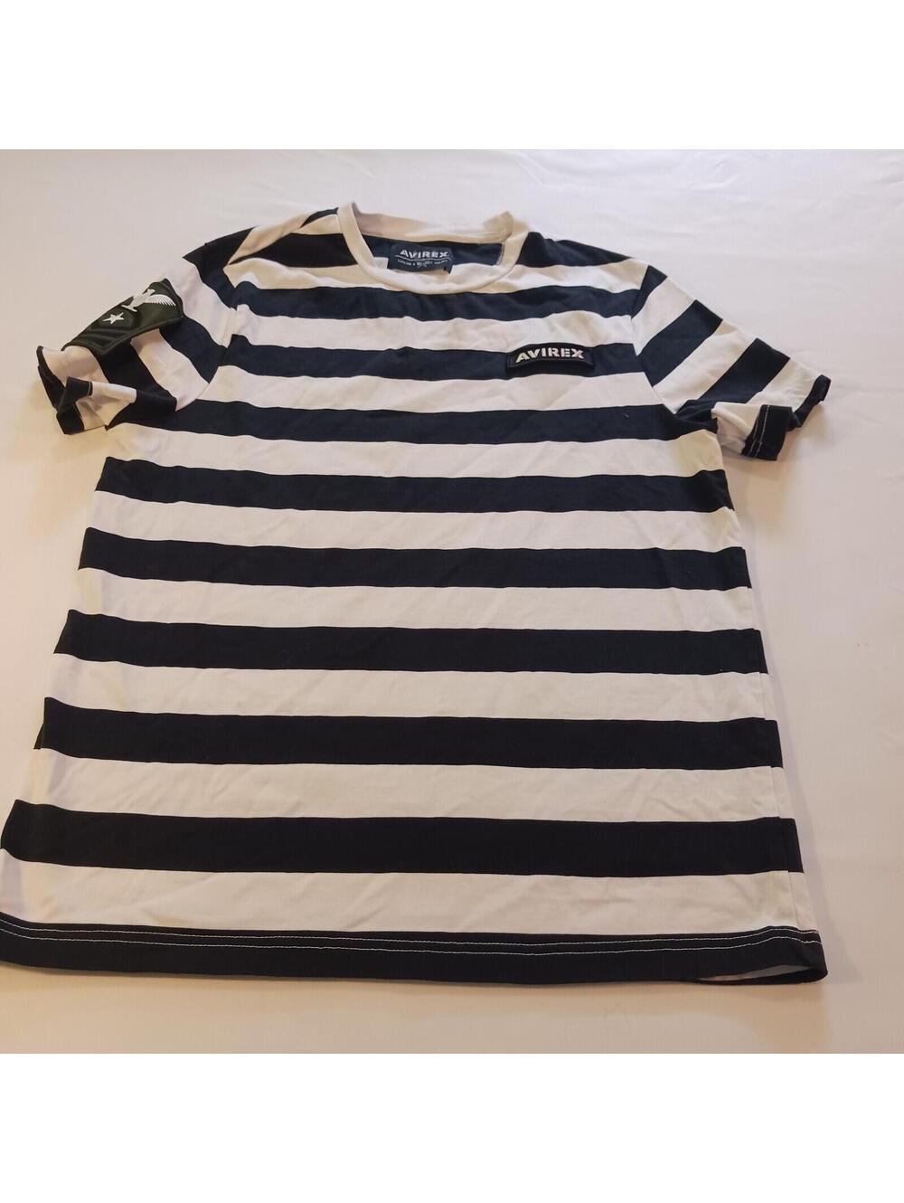 Avirex Short Sleeve Pullover Women's White & Black Shirt Top Size Small